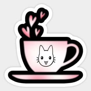 Awesome Funny coffee cup, coffee lovers gift, coffee gift, coffee cozy, birthday, cafeteria’s stickers, fashion Design, restaurants and laptop stickers, lovely coffee cup with Kitty cat inside Sticker